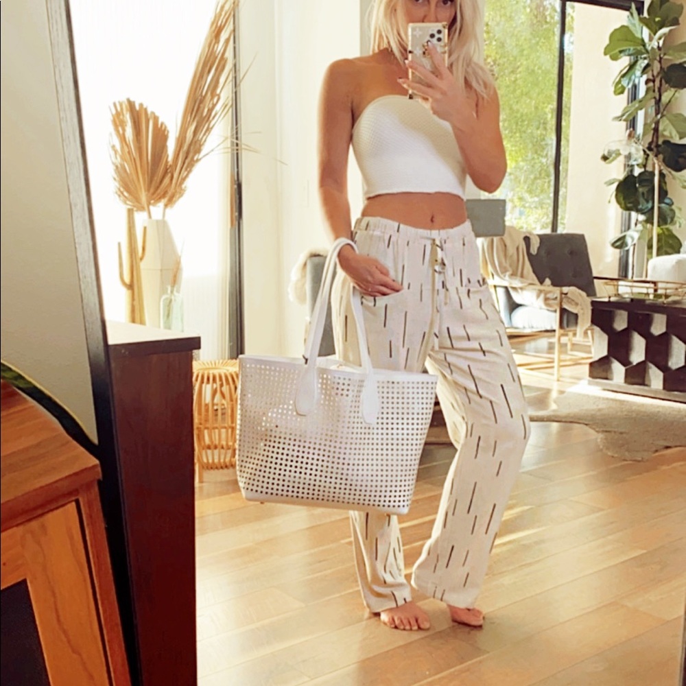 Cream & navy pant